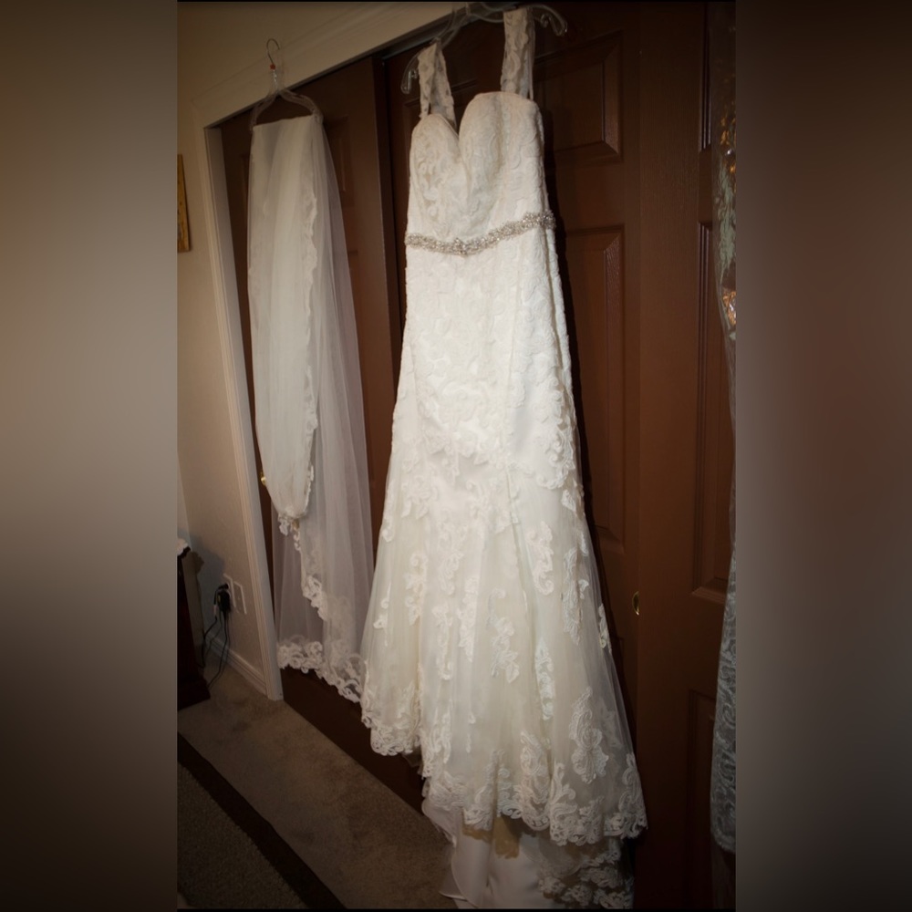 Maggie Sottero Size 16 lace strapless wedding dress